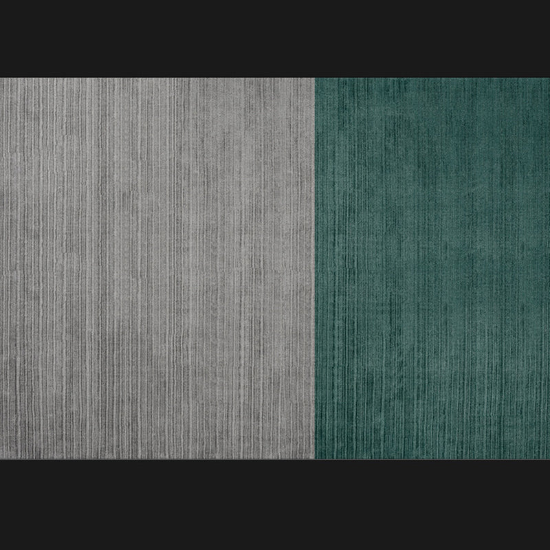 Postmodern Indoor Room Rug Green Color Block Carpet Polyester Non-Split Backing
