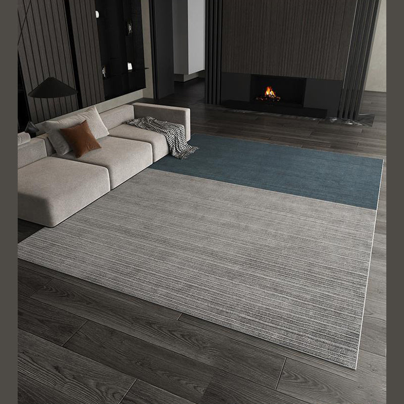 Postmodern Indoor Room Rug Green Color Block Carpet Polyester Non-Split Backing