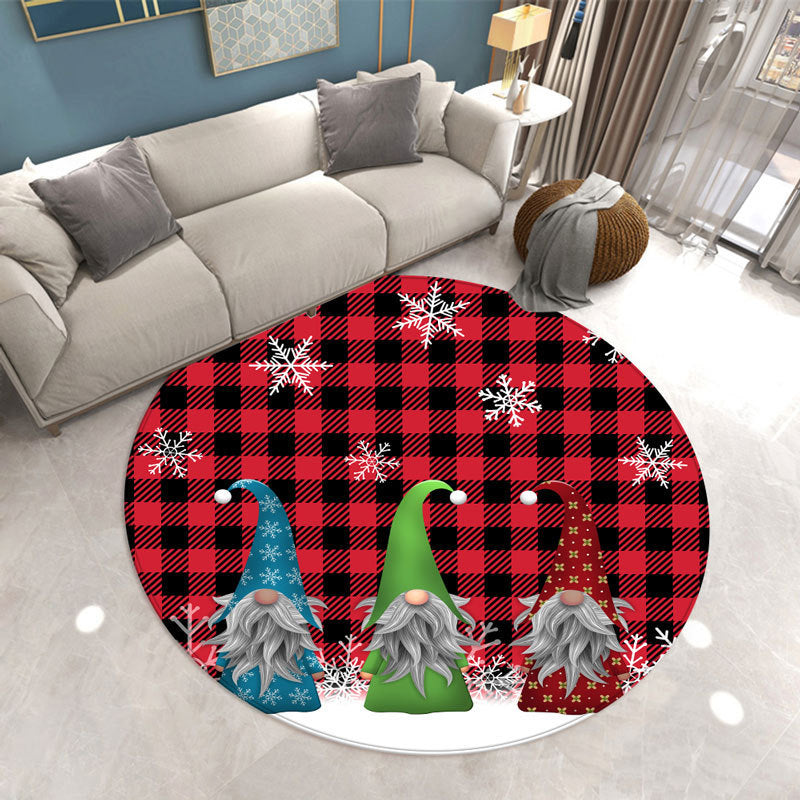 Simplicity Indoor Room Carpet Red Christmas Area Rug Polyester Washable Rug