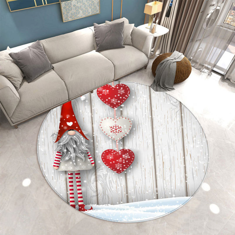 Simplicity Indoor Room Carpet Red Christmas Area Rug Polyester Washable Rug