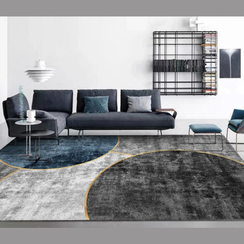 Grey Color Block Indoor Rug Polyester Modern Carpet Anti-Slip Area Rug for Living Room