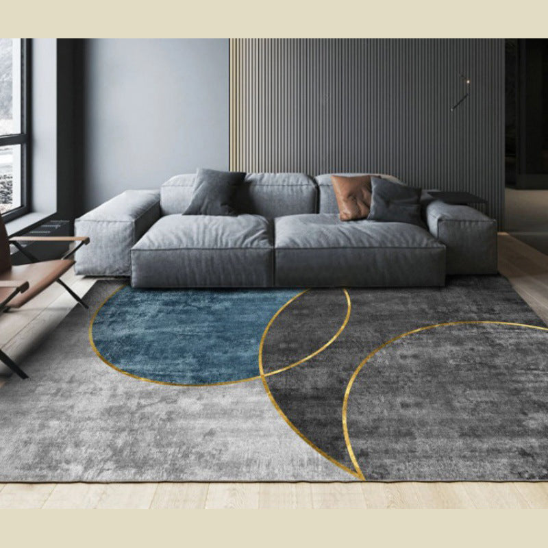 Grey Color Block Indoor Rug Polyester Modern Carpet Anti-Slip Area Rug for Living Room