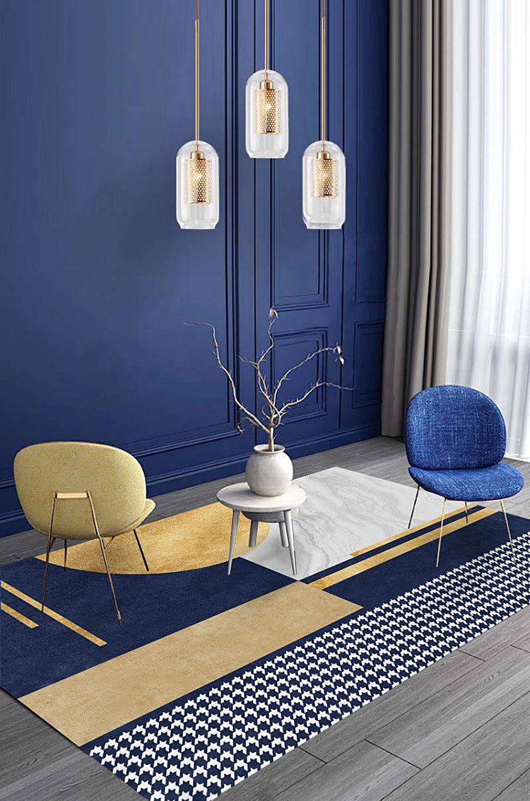 Multicolored Modern Rug Geometric Design Carpet Polyester Washable Indoor Rug for Living Room