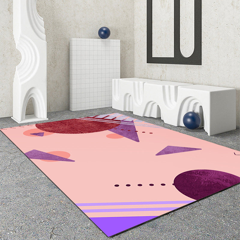 Brown Abstract Indoor Rug Polyester Postmodern Carpet Non-Split for Living Room