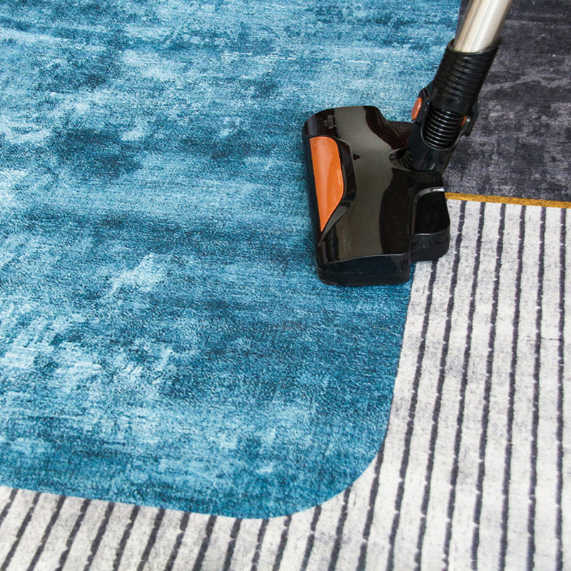 Stylish Grey Color-Blocked Carpet Polyester Modern Rug Non-Slip Area Rug for Living Room