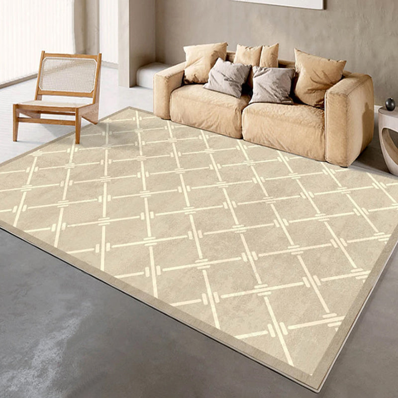 Contemporary Living Room Carpet Apricot Polyster Rug Stain Resistant Area Rug