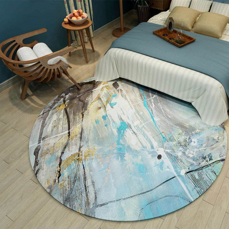 Casual Abstract Indoor Rug Yellow Polyester Rug Washable Carpet for Indoor Room