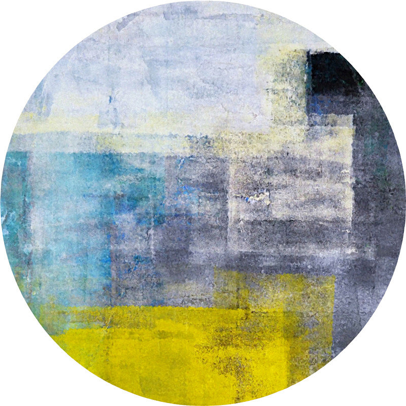 Casual Abstract Indoor Rug Yellow Polyester Rug Washable Carpet for Indoor Room