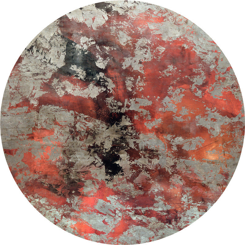 Brown Indoor Room Area Rug Contemporary Abstract Carpet Polyester Anti-Split Rug