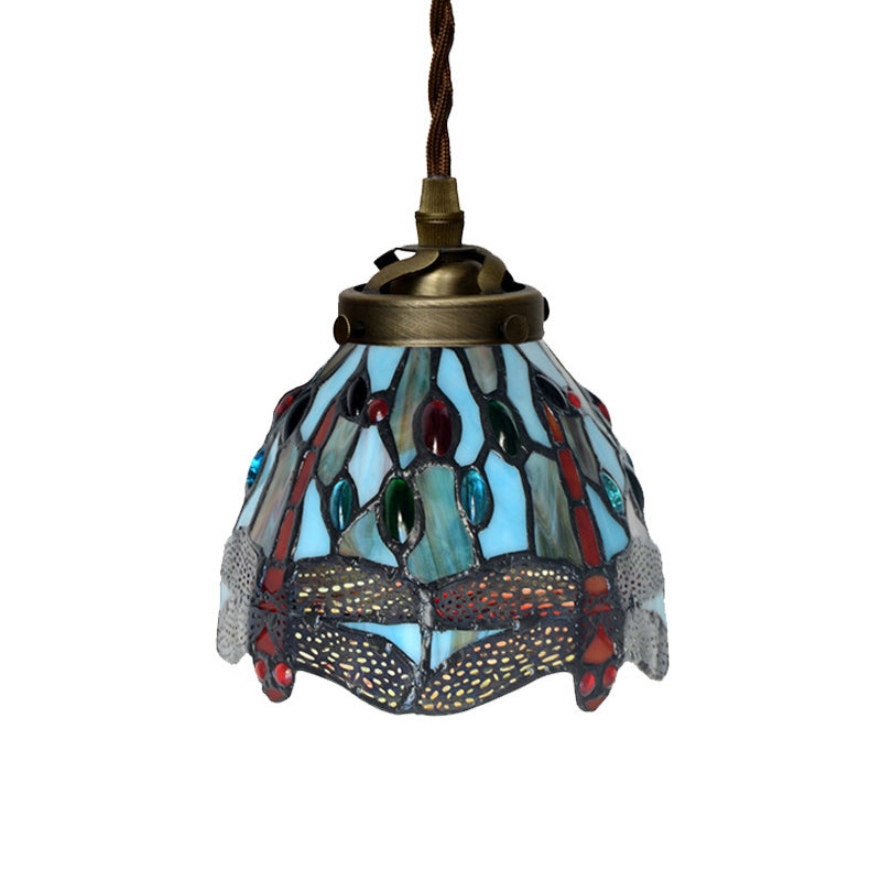 1 Light Pending Pendant Baroque Dragonfly / Flower Red / Green Tore Lyding Suspension Lighting Forful for Kitchen