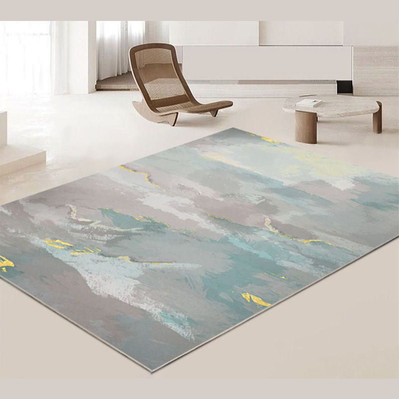 Postmodern Abstract Area Rug Green Polyester Rug Washable Indoor Carpet for Home Decoration