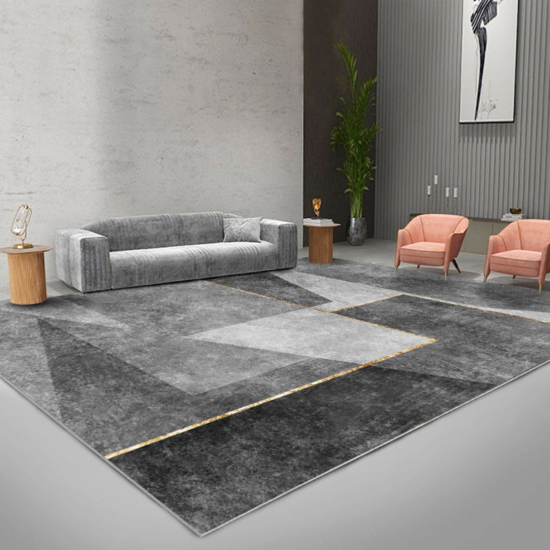 Dark Colored Graphic Design Area Rug Glam Polyester Rug Washable Indoor Carpet for Living Room