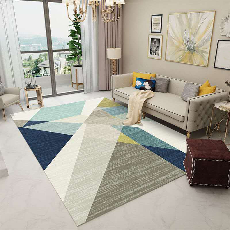 Modern Indoor Carpet Patchwork Geometric Print Area Rug Polyester Carpet for Living Room
