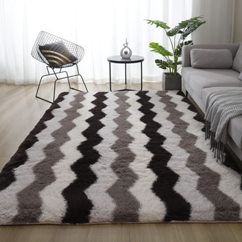 Tapis imprimé couleur contrastée noir et blanc, en Polyester, décontracté, lavable, pour la décoration de la maison