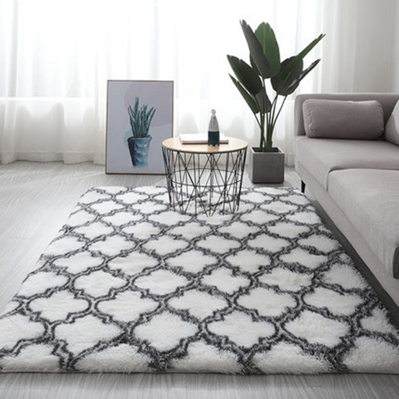 Tapis imprimé couleur contrastée noir et blanc, en Polyester, décontracté, lavable, pour la décoration de la maison