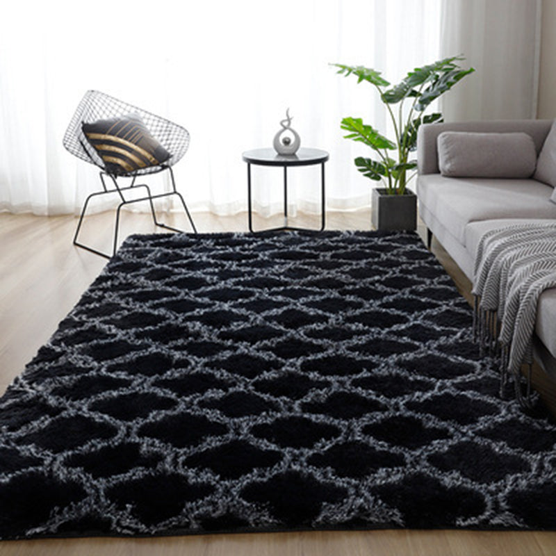 Tapis imprimé couleur contrastée noir et blanc, en Polyester, décontracté, lavable, pour la décoration de la maison