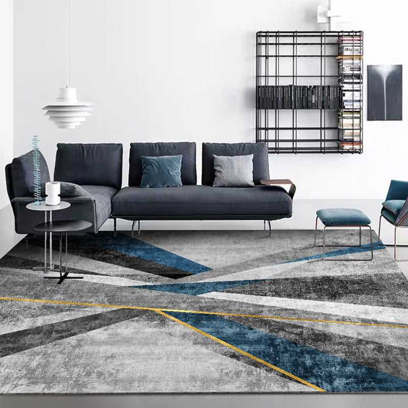 Gorgeous Living Room Carpet Gray Polyster Trendy Area Rug Non-Slip Backing Indoor Rug