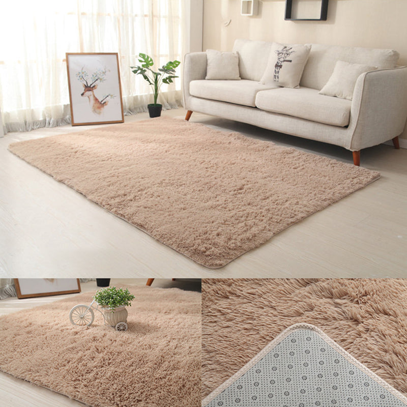 White Solid Color Area Rug Polyester Casual Carpet Shad Rug for Living Room