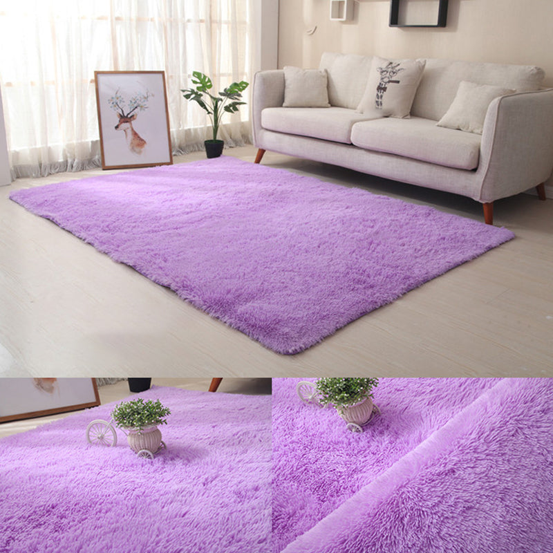 White Solid Color Area Rug Polyester Casual Carpet Shad Rug for Living Room
