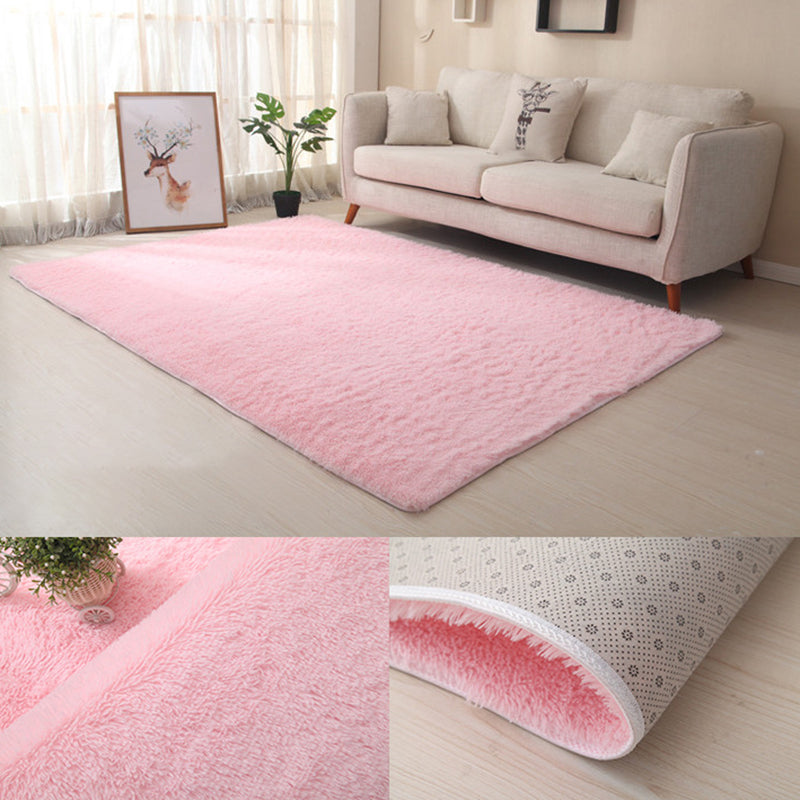 White Solid Color Area Rug Polyester Casual Carpet Shad Rug for Living Room