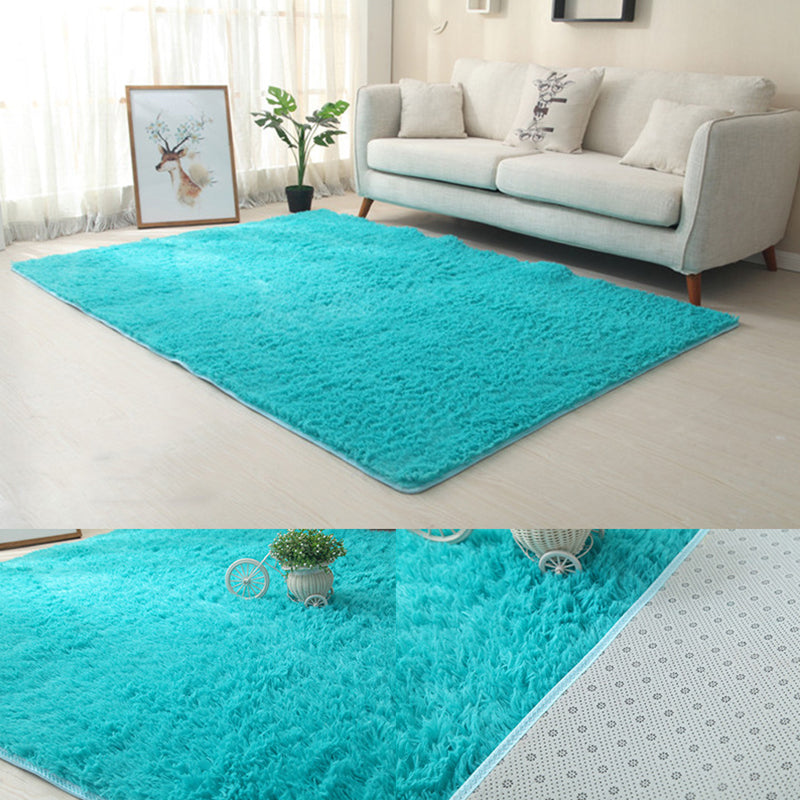 White Solid Color Area Rug Polyester Casual Carpet Shad Rug for Living Room