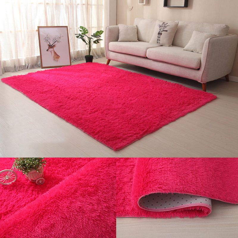 White Solid Color Area Rug Polyester Casual Carpet Shad Rug for Living Room