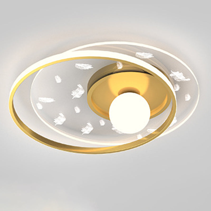 Plafonnier circulaire en métal doré, montage encastré, Style moderne, pour chambre à coucher