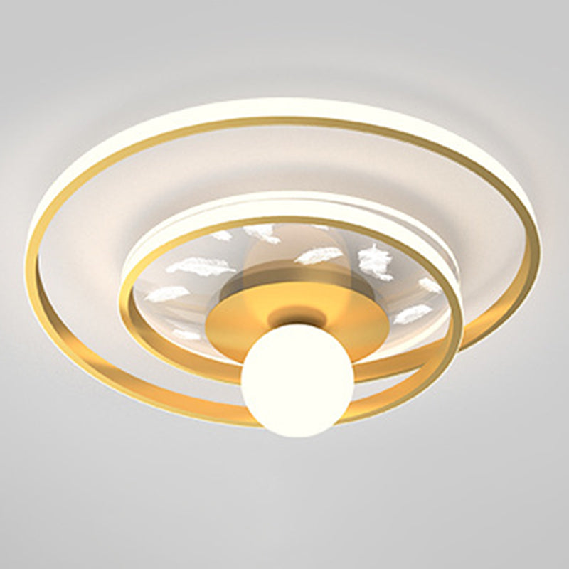 Plafonnier circulaire en métal doré, montage encastré, Style moderne, pour chambre à coucher