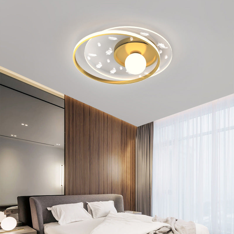 Plafonnier circulaire en métal doré, montage encastré, Style moderne, pour chambre à coucher