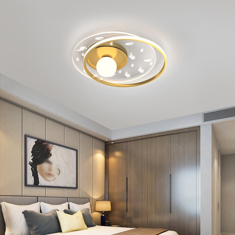 Plafonnier circulaire en métal doré, montage encastré, Style moderne, pour chambre à coucher