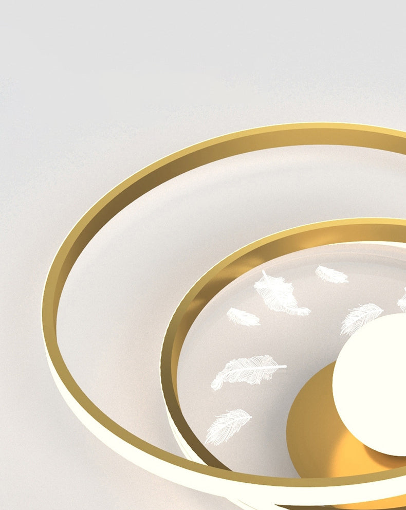 Plafonnier circulaire en métal doré, montage encastré, Style moderne, pour chambre à coucher