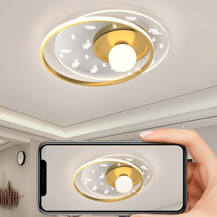 Plafonnier circulaire en métal doré, montage encastré, Style moderne, pour chambre à coucher