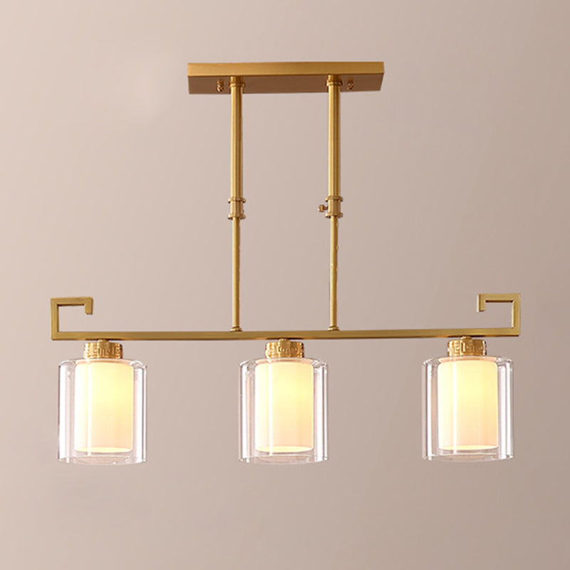 Cilinder Island Lighting Glass Contemporary Simplicity Fishting a sospensione per il ristorante