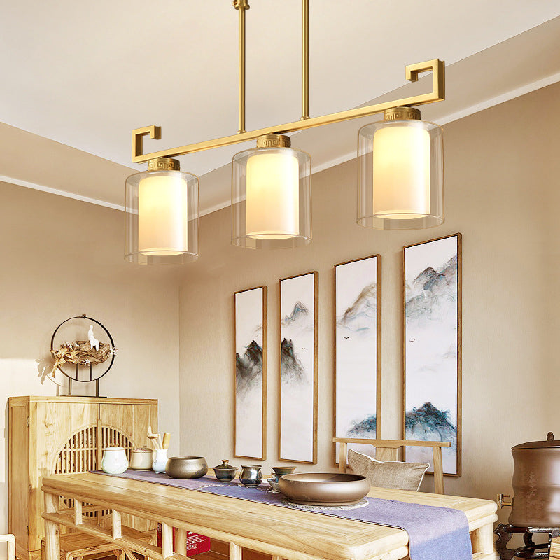 Cilinder Island Lighting Glass Contemporary Simplicity Fishting a sospensione per il ristorante