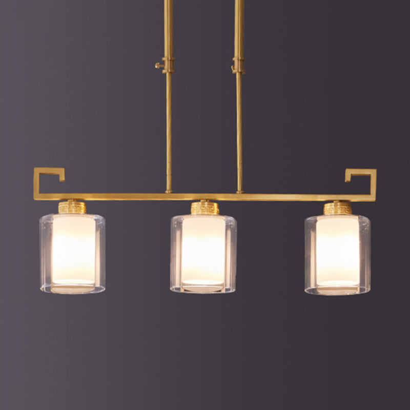 Cilinder Island Lighting Glass Contemporary Simplicity Fishting a sospensione per il ristorante