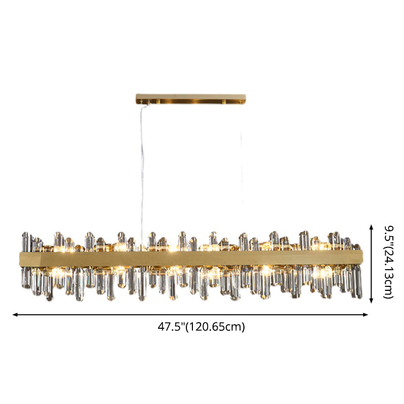 Gold Crystal Linear Ceiling Pendant Contemporary Island Lighting Fixtures for Dining Room