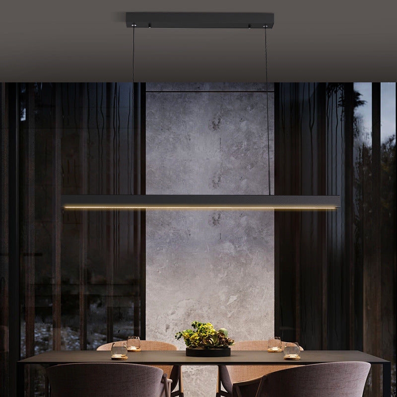 Black Metal Hanging Pendant Lights Contemporary Linear Hanging Lamps for Dining Room