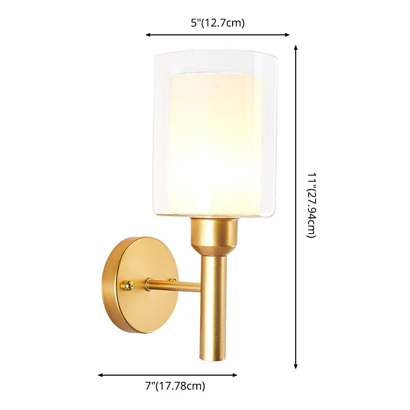 Glass Gold Wall Lamp in Modern Luxury Style Wrought Iron Wall Sconce for Bedroom