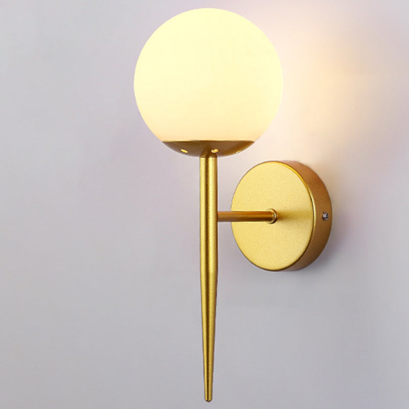 Wrought Iron Wall Lamp in Modern Luxury Style Globe Glass Wall Sconce for Interior Spaces