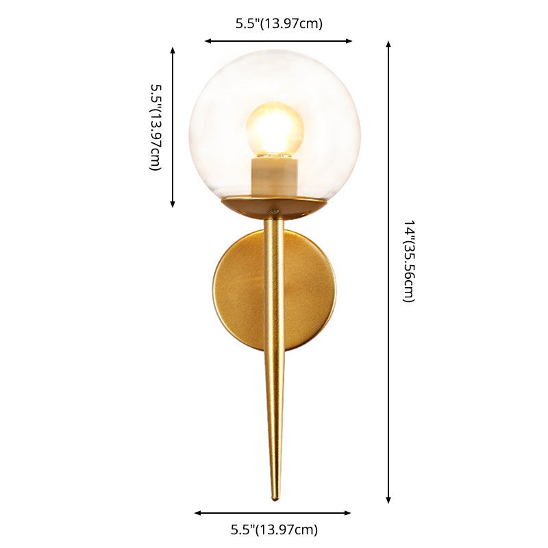 Wrought Iron Wall Lamp in Modern Luxury Style Globe Glass Wall Sconce for Interior Spaces