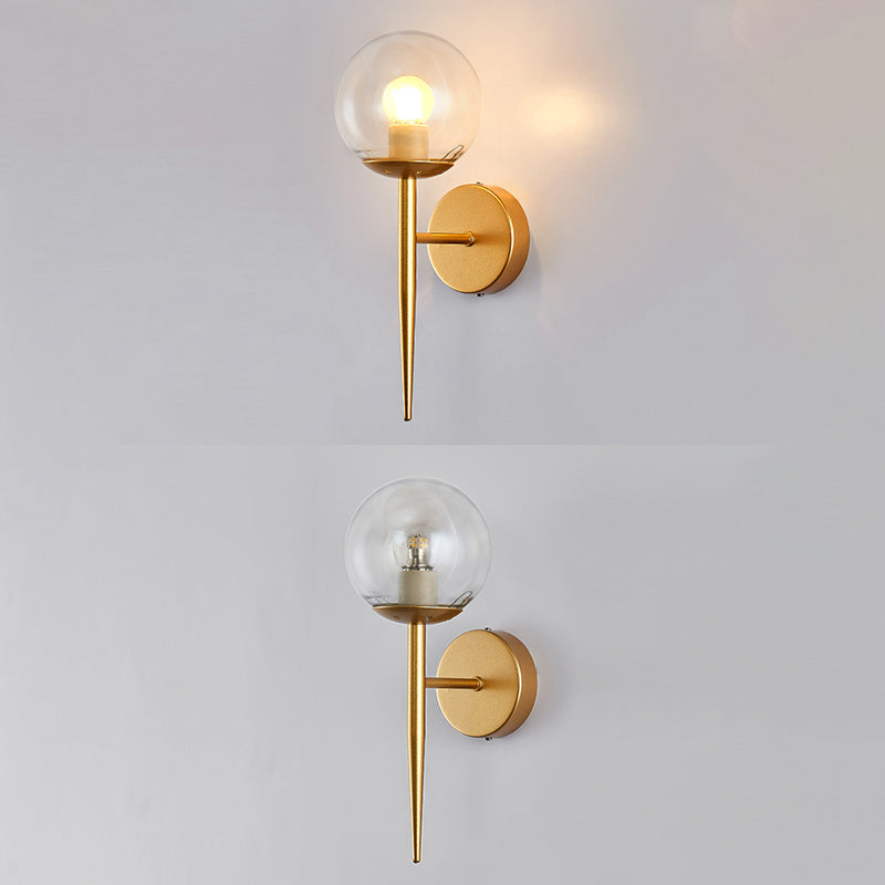 Wrought Iron Wall Lamp in Modern Luxury Style Globe Glass Wall Sconce for Interior Spaces