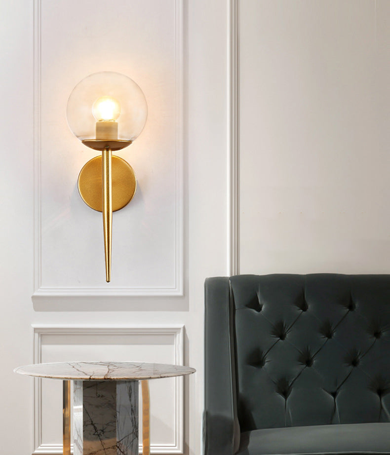 Wrought Iron Wall Lamp in Modern Luxury Style Globe Glass Wall Sconce for Interior Spaces
