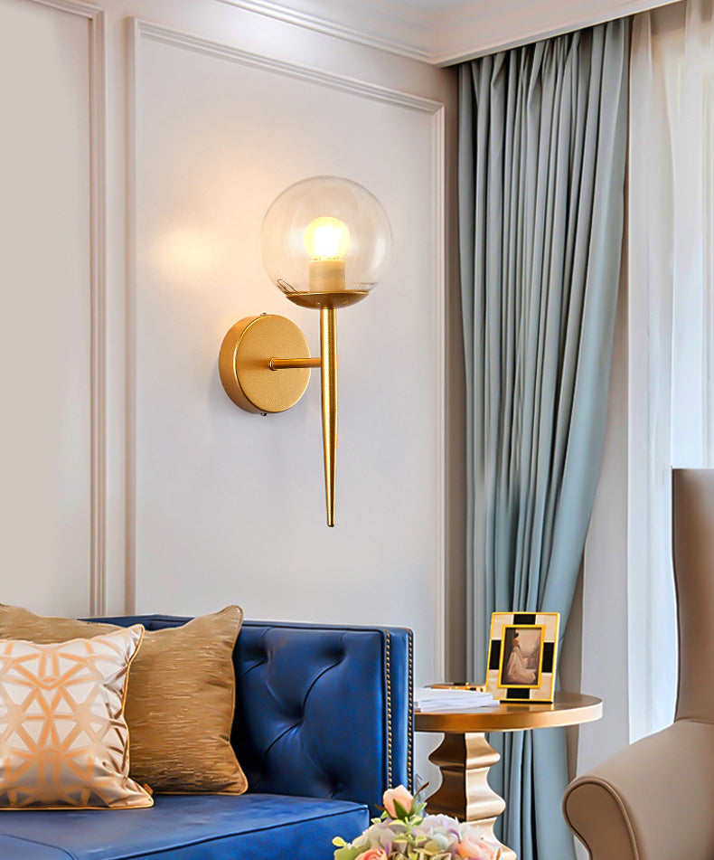 Wrought Iron Wall Lamp in Modern Luxury Style Globe Glass Wall Sconce for Interior Spaces