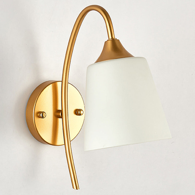 Gold Geometric Wall Lamp in Modern Creative Style Wrought Iron Wall Sconce with White Glass Shade