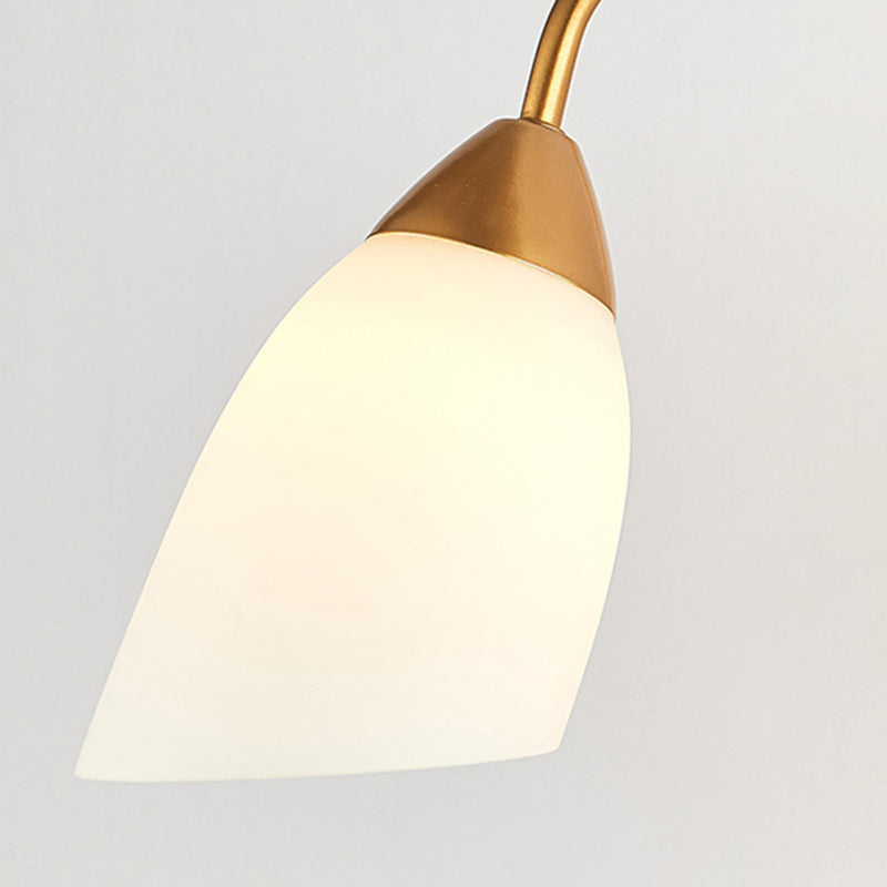 Gold Geometric Wall Lamp in Modern Creative Style Wrought Iron Wall Sconce with White Glass Shade