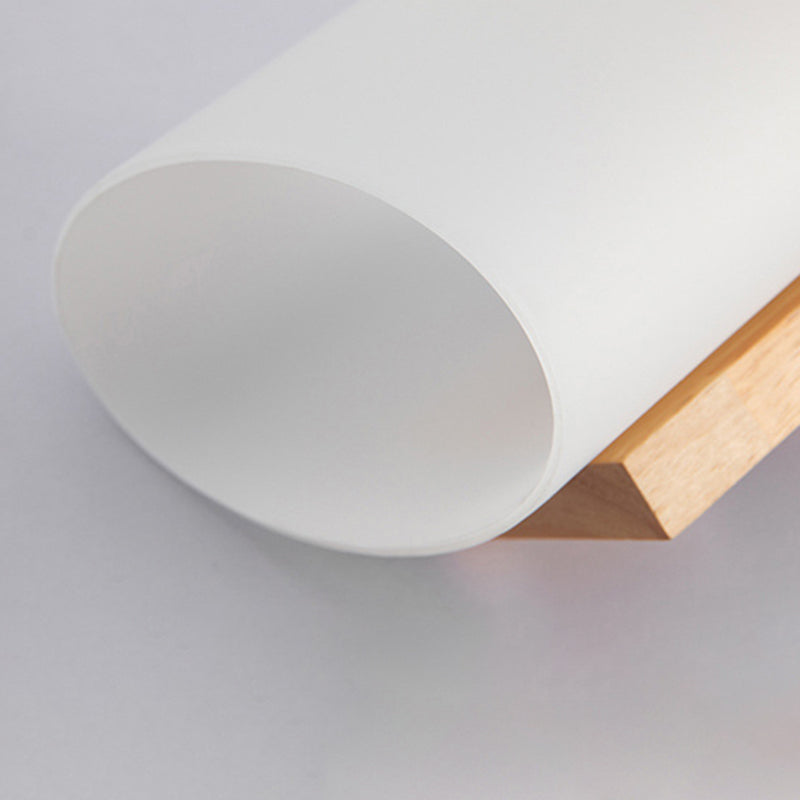 Lámpara de pared rectangular de madera en simplicidad moderna Luz de pared de hierro forjado con sombra de vidrio blanco