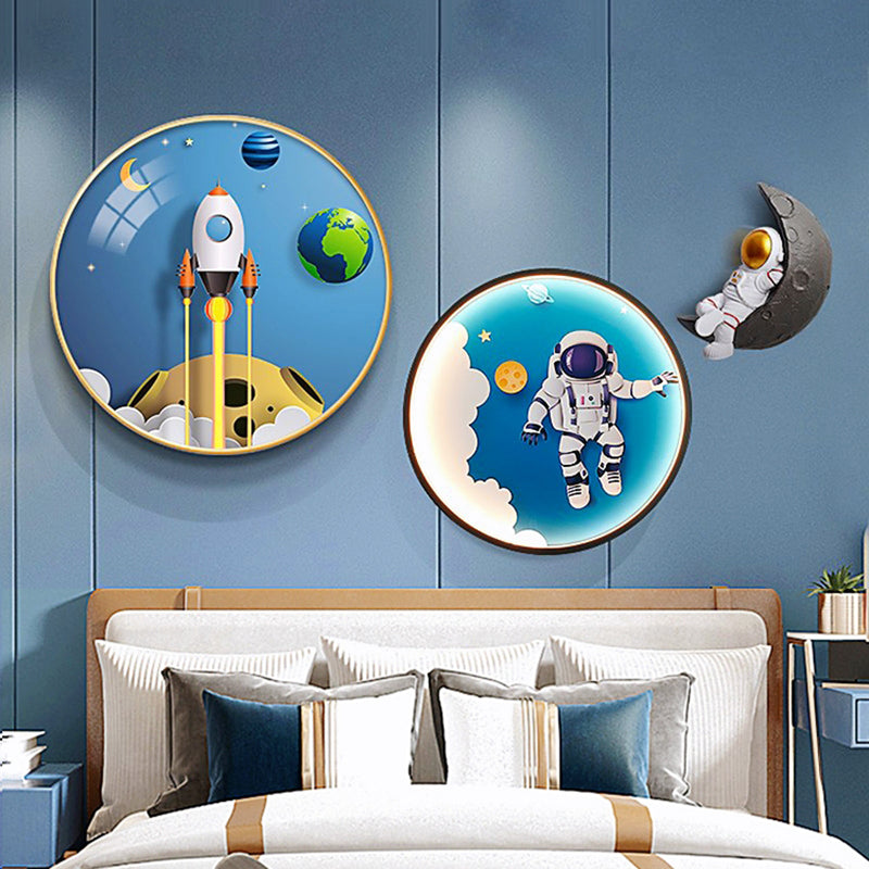 Lampada a parete in alluminio blu Sconcetto fumetto con funce lampada per la stanza dei bambini