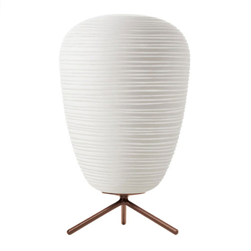 Cocoon Shaped Table Lamp Modern White Ribbed Glass 1-Light Bedroom Night Light with Tripod