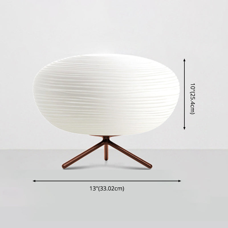 Cocoon Shaped Table Lamp Modern White Ribbed Glass 1-Light Bedroom Night Light with Tripod