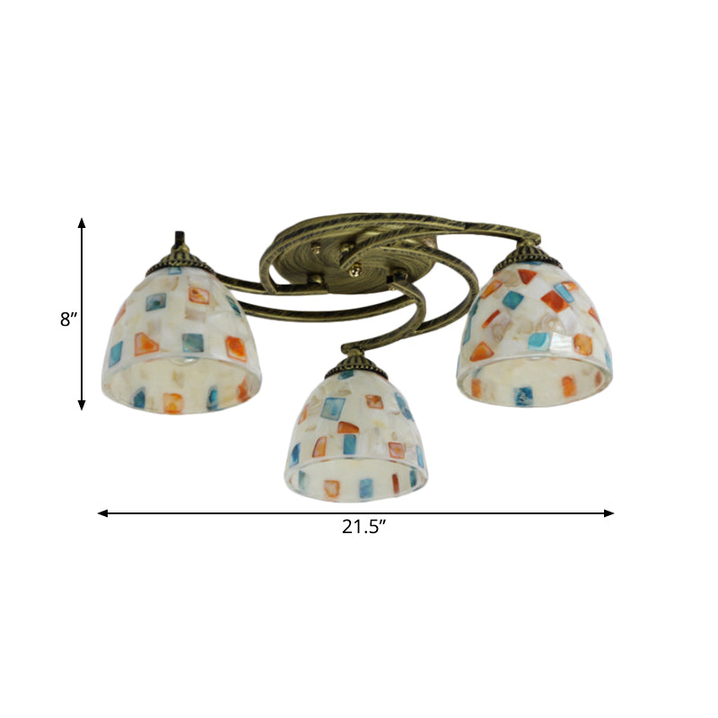 Dôme Légère en ébullition Légère Tiffany Shell 3/9/11 Feux White Semi-Flush Mount Lighting for Living Room